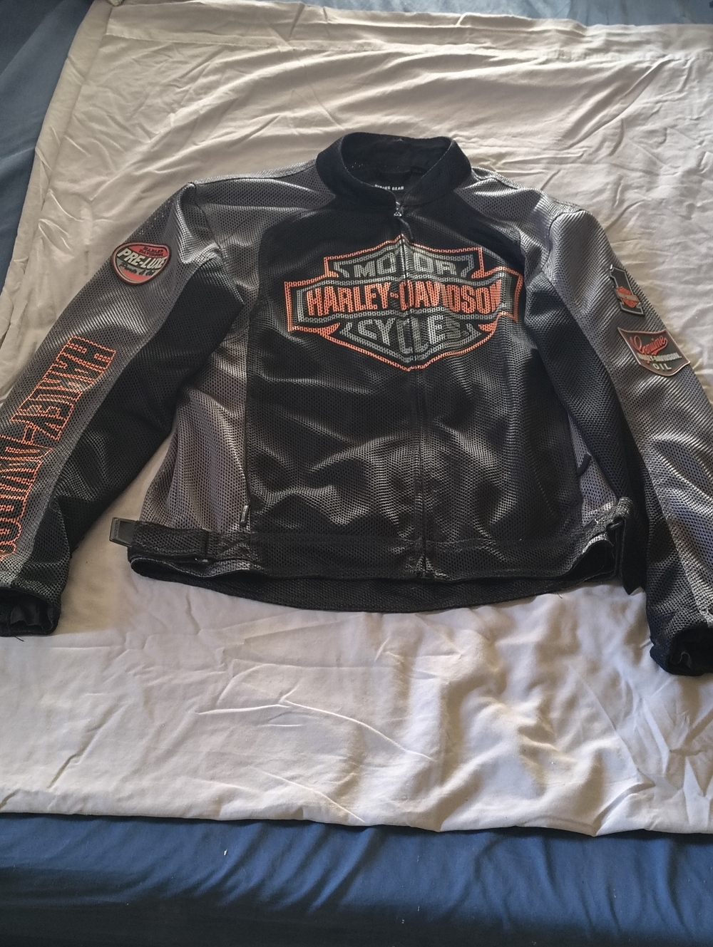 Harley-Davidson Black & Gray Mesh Motorcycle Jacket with Orange Logo